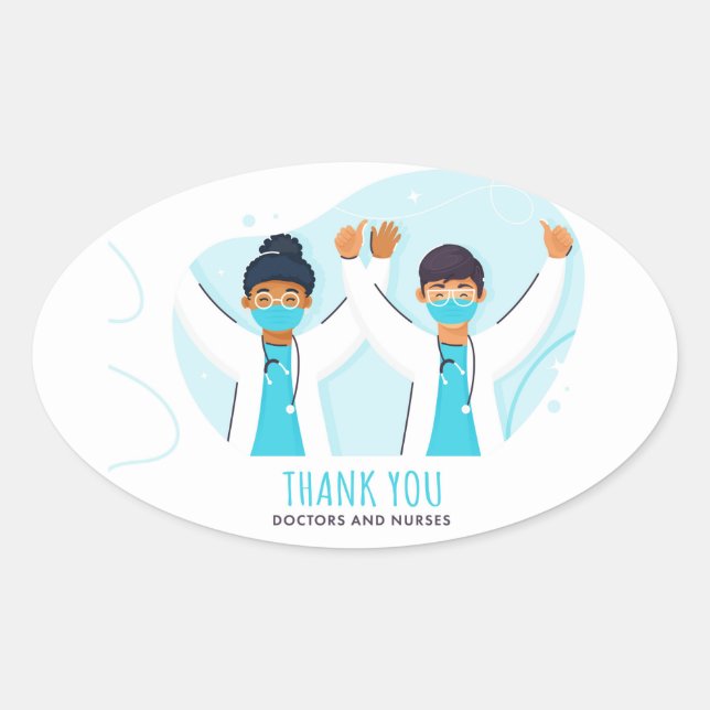 Danke Ärzte und Krankenschwestern Ovaler Aufkleber (Vorderseite)