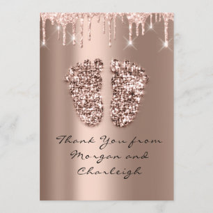 Danke Ashley Baby Shower Feet Rose Tropfens Boy Gi Einladung