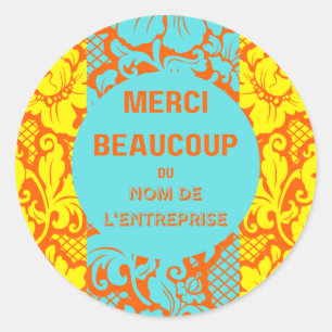 "Danke"-Aufkleber- "merci beaucoup"-Design 4 Runder Aufkleber