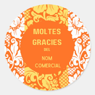 "Danke"-Aufkleber - "moltes gràcies"-Design 2 Runder Aufkleber