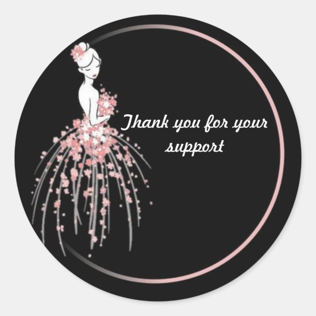Danke Aufkleber - Rosa Blumenbekleidung Design (Vorderseite)
