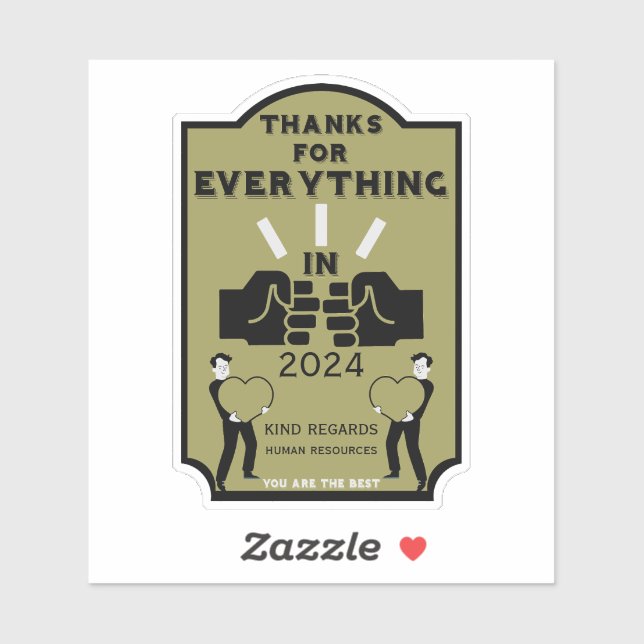 Danke aus dem Personal Aufkleber (Blatt)