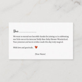 Danke! Autumn Teddy Bear Baby Dusche Begleitkarte