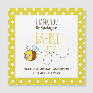 Danke BA-BEE Baby Shower Gelbe Polka-Punkte Magnetkarte