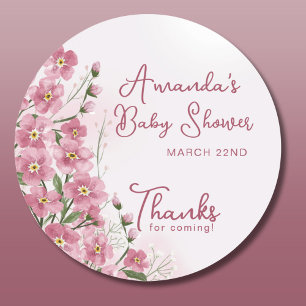 Danke Baby an Bloom Girl Pink Blumendusche Runder Aufkleber