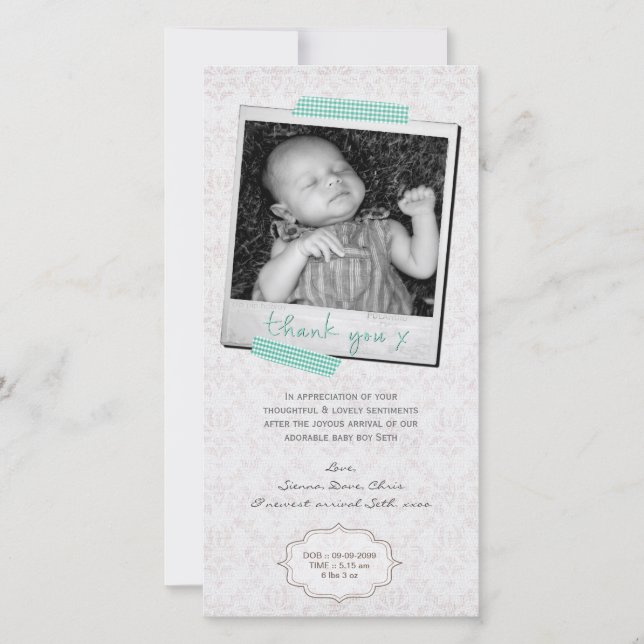 Danke, Baby blaues Washi Band zu merken Dankeskarte (Vorderseite)