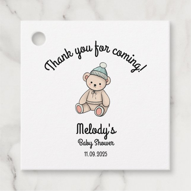 Danke Baby Boy Teddy Geschenkanhänger (Vorderseite)