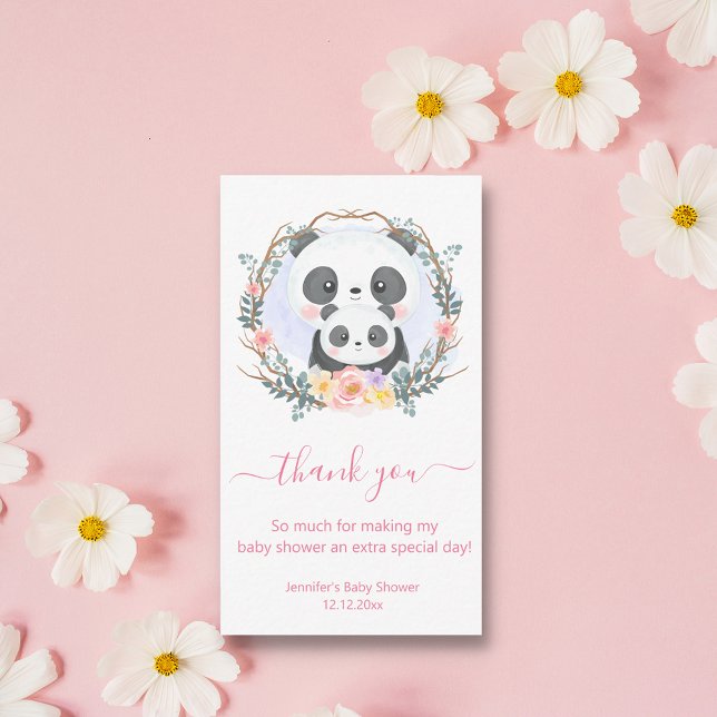 Danke Baby Dusche Aquarell niedlich Pandas pink Mitteilungskarte (Von Creator hochgeladen)