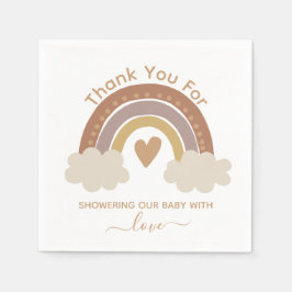 Danke, Baby Dusche braune Boho Regenbogen Serviette