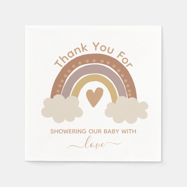 Danke, Baby Dusche braune Boho Regenbogen Serviette (Vorderseite)