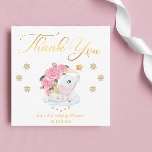 Danke, Baby Dusche niedliches Elefantengold Mitteilungskarte