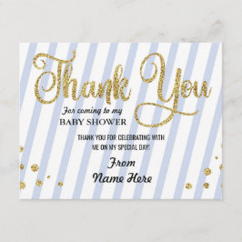 Danke Baby-Duschen-Jungen-Streifen-Blau-Glitzer