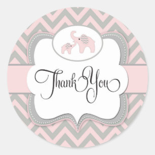 Danke, Baby Duwer Elephant Sticker in Rosa