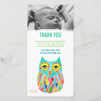 Danke, Baby-Eulen-Foto-Karten-Schablone zu merken Dankeskarte