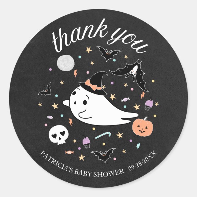 Danke Baby Ghost Halloween Girl Baby Dusche Runder Aufkleber (Vorderseite)
