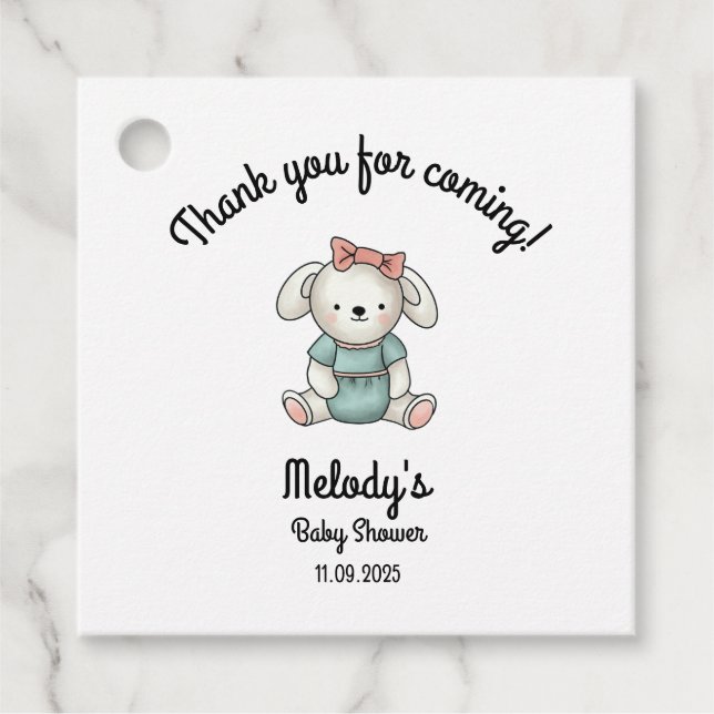 Danke, Baby Girl Teddy Geschenkanhänger (Vorderseite)