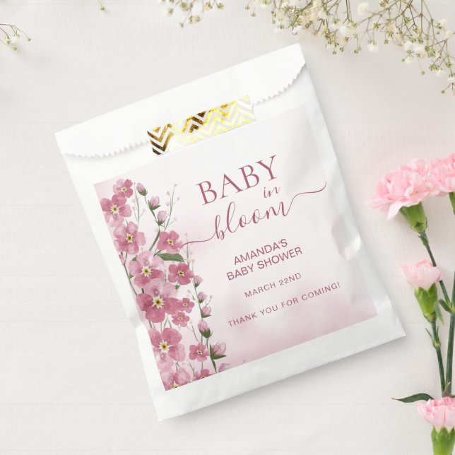 Danke Baby in Bloom Girl Pink Bläserdusche Geschenktütchen (Versiegelt)
