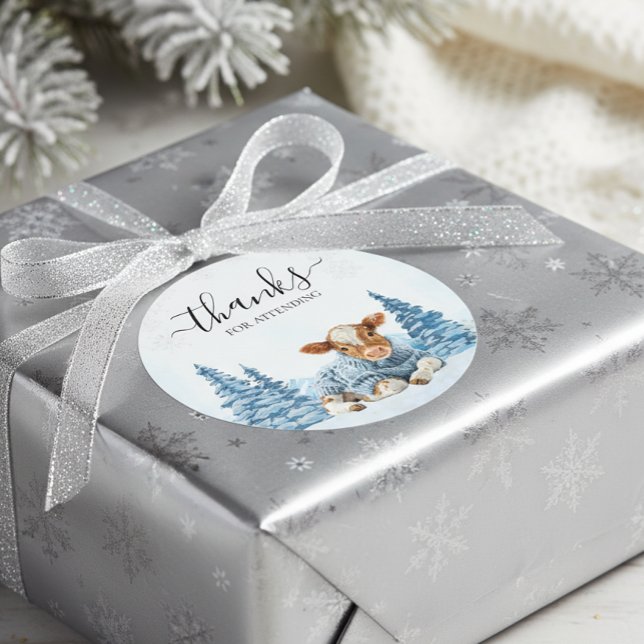 Danke Baby Kuh Weihnachten Winter Runder Aufkleber (Von Creator hochgeladen)