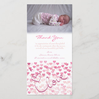 Danke, Baby-Mädchen-Foto-Karten-Schablone zu Dankeskarte