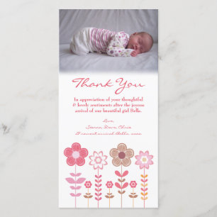 Danke, Baby-Mädchen-Foto-Karten-Schablone zu Dankeskarte