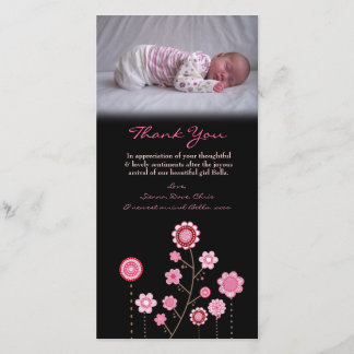 Danke, Baby-Mädchen-Rosa-Foto-Karten-Schablone zu Dankeskarte