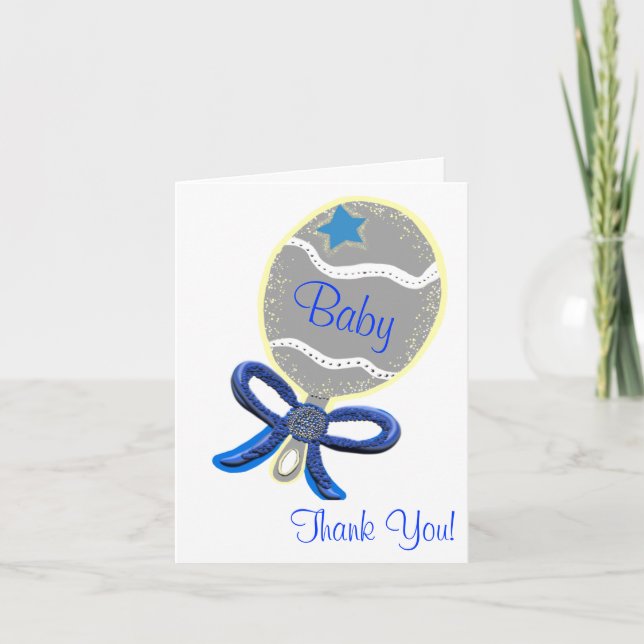 Danke Baby Shower Elegant Blue Rattle (Vorderseite)