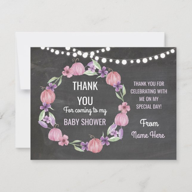 Danke, Baby Shower Girl Cards Pumpkin Pink Einladung (Vorderseite)