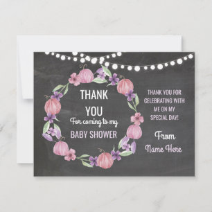 Danke, Baby Shower Girl Cards Pumpkin Pink Einladung