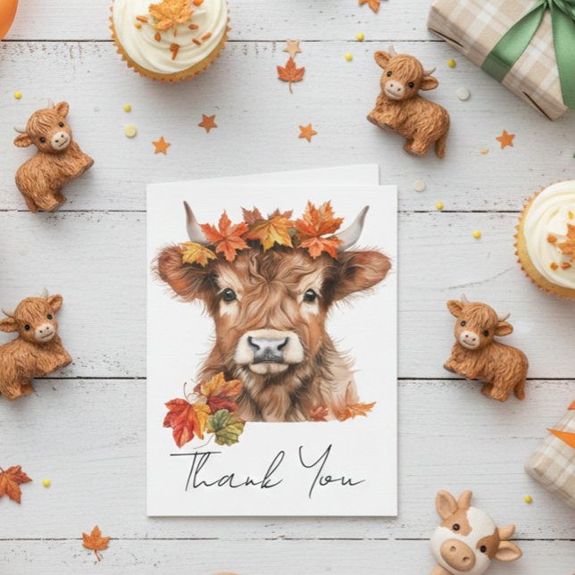 Danke, Baby Shower Highland Cow Halloween Dankeskarte (Von Creator hochgeladen)