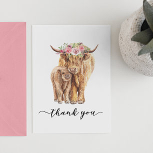 Danke Baby Shower Highland Cow Mitteilungskarte