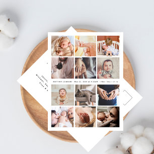 Danke Baby Shower Minimalist 12 Foto-Collage Postkarte
