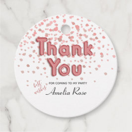 Danke Balloon Text Pink Confetti Geschenkanhänger