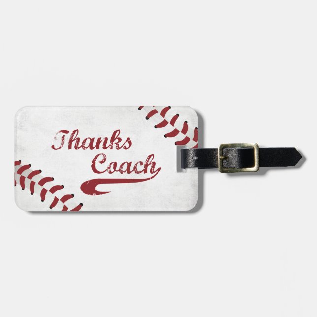 Danke Baseball Coach Large Grunge Baseball Gepäckanhänger (Vorderseite horizontal)