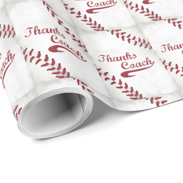 Danke Baseball Coach Large Grunge Baseball Geschenkpapier (Rolleneckpunkt)