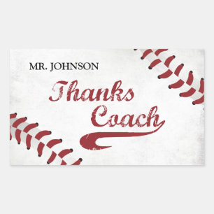 Danke Baseball Coach Large Grunge Baseball Rechteckiger Aufkleber