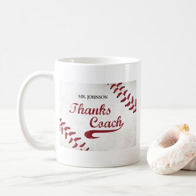 Danke Baseball Coach Large Grunge Baseball Tasse (Mit Donut)