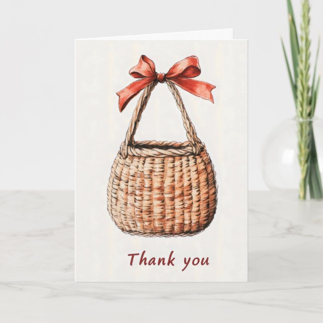 Danke Basket Ribbon Feiertagskarte (Vorderseite)