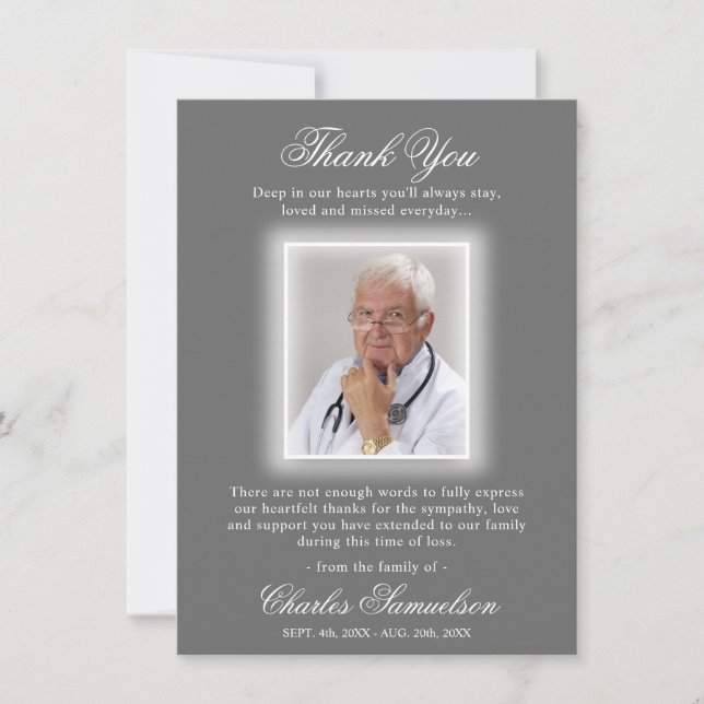 Danke, Beileid GRAY | FOTO Dankeskarte (Vorderseite)
