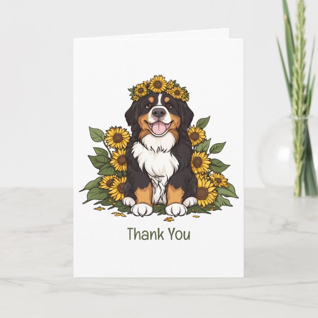 Danke Bernese Mountain Dog Sunflower Crown (Vorderseite)