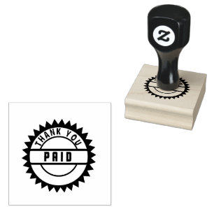 Danke Bezahlt Logo Gedruckt Sonne Stil Jet Black Gummistempel