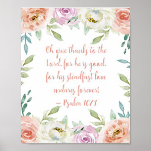 Danke Bible Verse Girl Wasserfarben Flora Poster