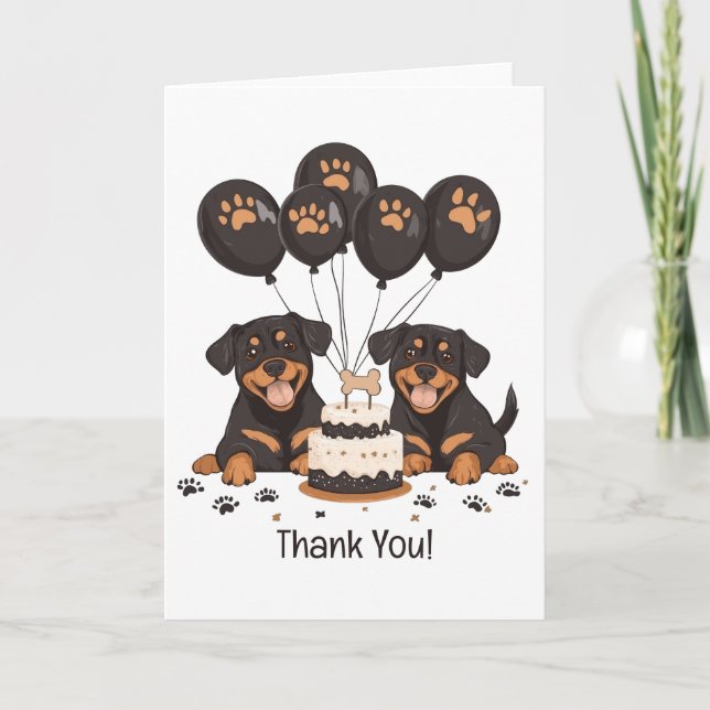 Danke, Birthday Rottweiler Hunde Dankeskarte (Vorderseite)