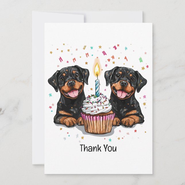 Danke, Birthday Rottweiler Hunde Dankeskarte (Vorderseite)
