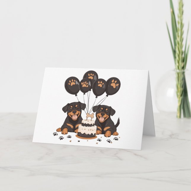 Danke, Birthday Rottweiler Hunde Dankeskarte (Vorderseite)