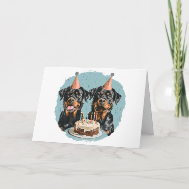 Danke, Birthday Rottweiler Hunde Dankeskarte (Vorderseite)