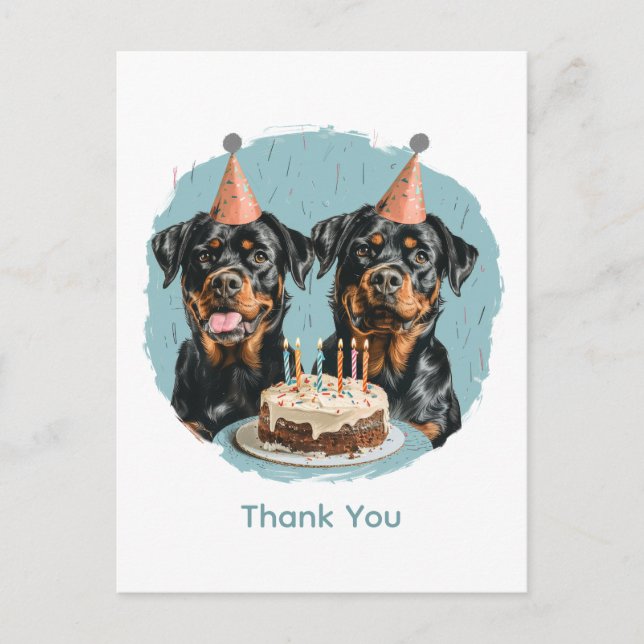 Danke, Birthday Rottweiler Hunde Postkarte (Vorderseite)