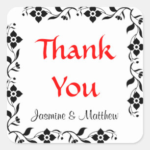 Danke Black & White Personalisiert Wedding Sticker
