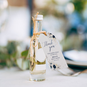 Danke Blau Weiße Florale Hochzeits- Geschenkanhänger