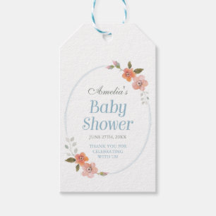 Danke blaue Babyparty mit empfindlichem Blumen Geschenkanhänger