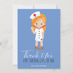 Danke Blaue Weiße Tupfen Ingwer Krankenschwester